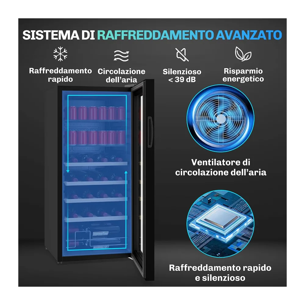 HOMCOM Cantinetta Vino Refrigerata 20 Bottiglie 92L Silenziosa 5-18℃ [Classe di efficienza energetica G] — 3
