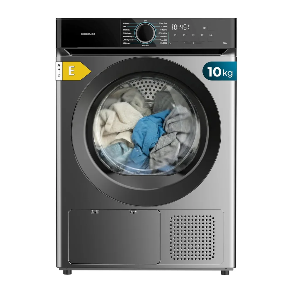 Cecotec Asciugatrice a Pompa di Calore 10Kg Bolero Dresscode Dry 10180 Steel.700W