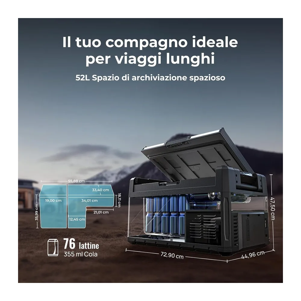 BougeRV Rocky V3.0 Doppia Zona Frigorifero Auto 52L con Freezer — 2