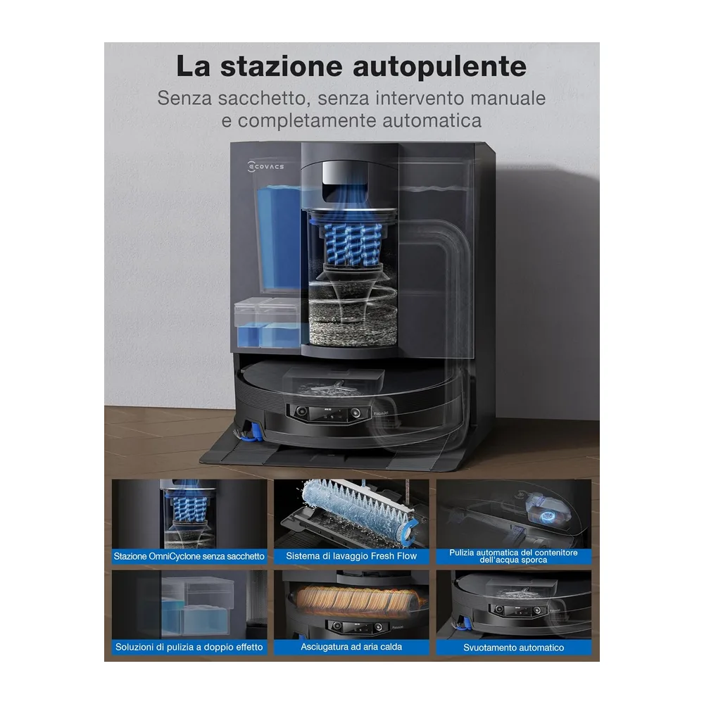 ECOVACS X12 OMNICYCLONE Robot Aspirapolvere Lavapavimenti 22.000 Pa — 6