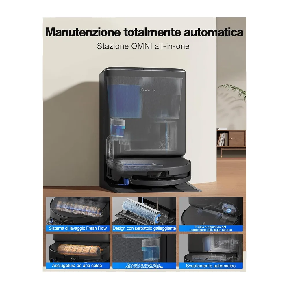 ECOVACS T90 PRO OMNI Robot Aspirapolvere Lavapavimenti OZMO ROLLER 30000Pa — 6
