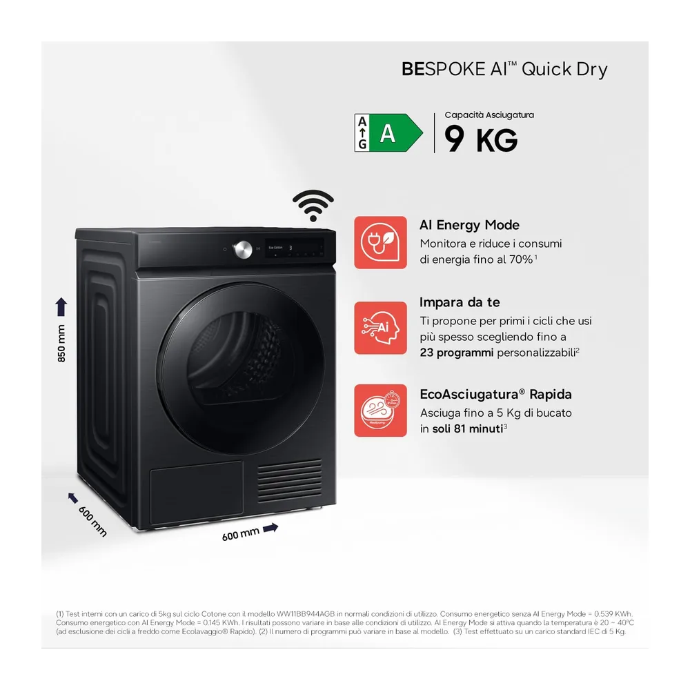 Samsung Asciugatrice Bespoke AI F-DT90DB78GB3M — 3
