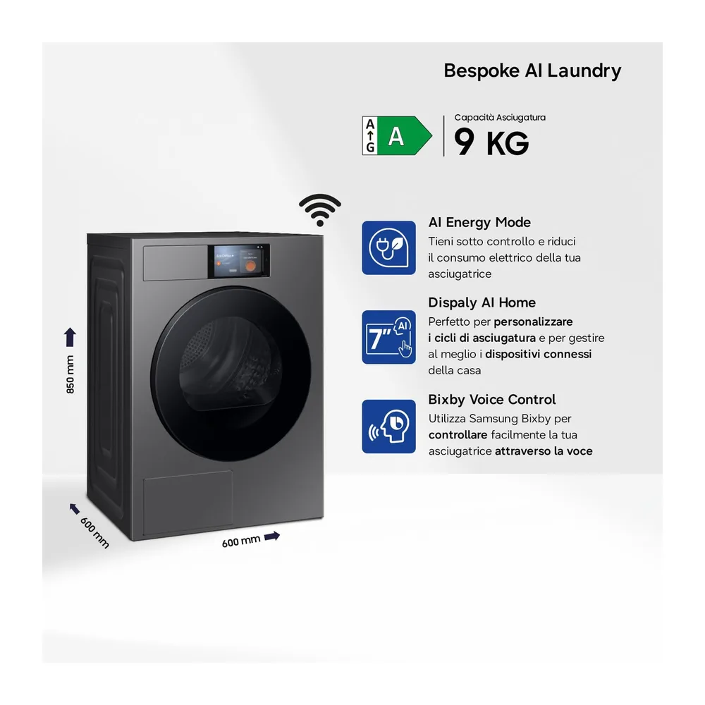 Samsung Asciugatrice Bespoke AI Laundry F-DT90F09F4S3M — 3
