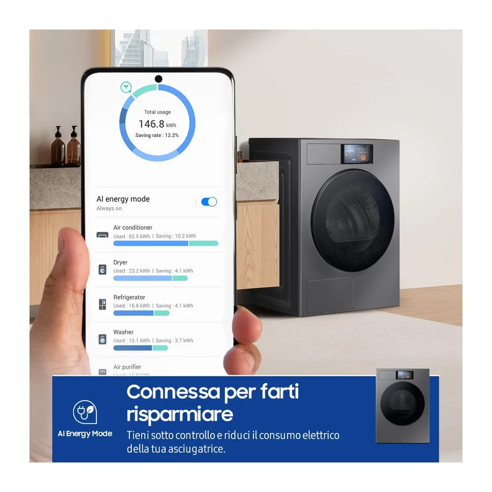 Samsung Asciugatrice Bespoke AI Laundry F-DT90F09F4S3M — 4