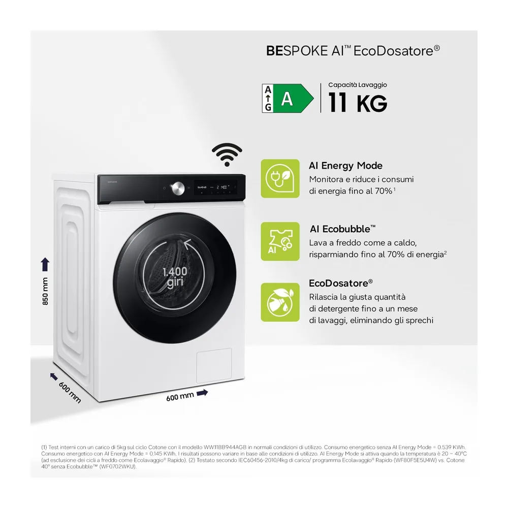 Samsung Lavatrice Bespoke AI EcoDosatore F-WM117B94GE3M — 3