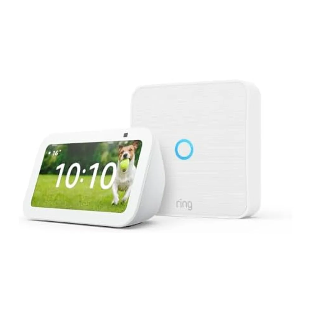Echo Show 5 (Ultimo modello) | Bianco + Ring Intercom Video (versione 2025, ultimo modello)