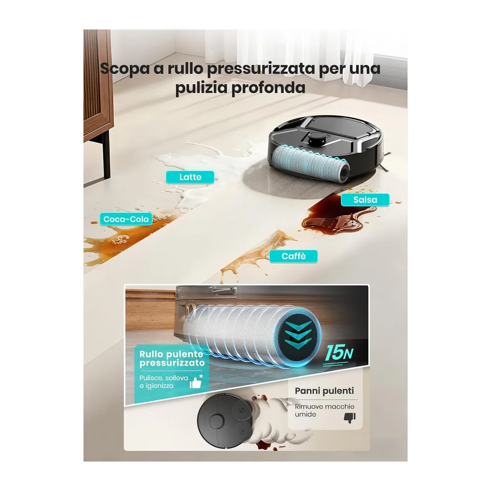 Lefant M210 PRO OMNI Robot Aspirapolvere Lavapavimenti con Rullo 20.000Pa — 3