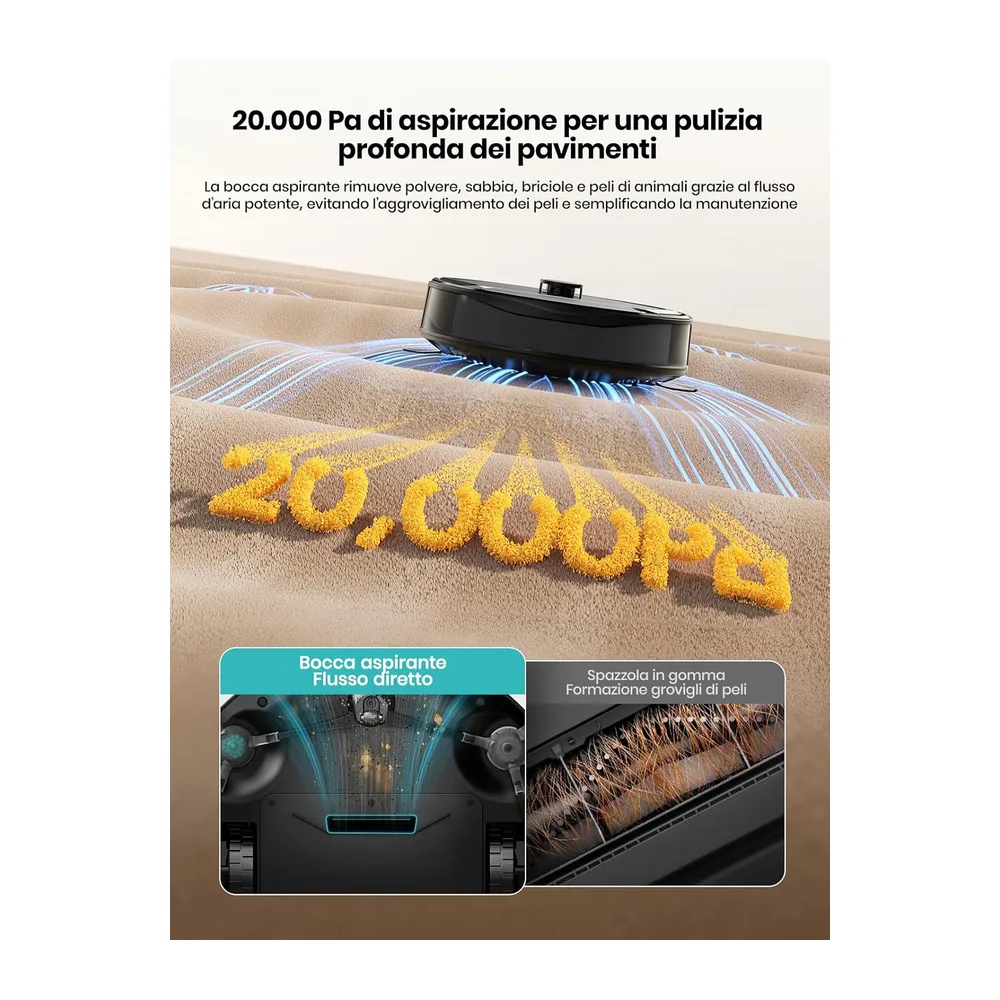 Lefant M210 PRO OMNI Robot Aspirapolvere Lavapavimenti con Rullo 20.000Pa — 6
