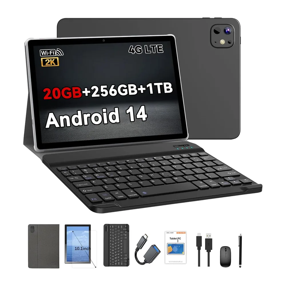 Crelander Tablet Android 14 da 10,1 pollici con slot per scheda SIM 4G LTE chiamate