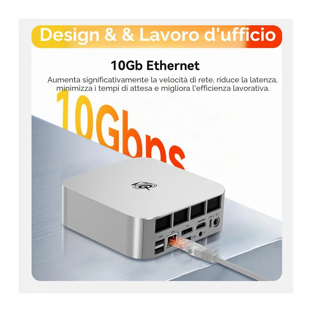 Beelink SER10 MAX - Mini PC, AMD Ryzen AI 9 HX 470 (12C/24T, fino a 5,2 GHz), 32 GB di RAM DDR5, 1 TB SSD — 5