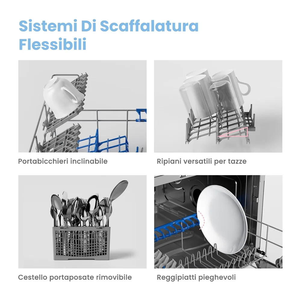 COMFEE Lavastoviglie Piccola, 6 Coperti, 6 Programmi di Lavaggio, Argento [Classe di efficienza energetica D] — 5
