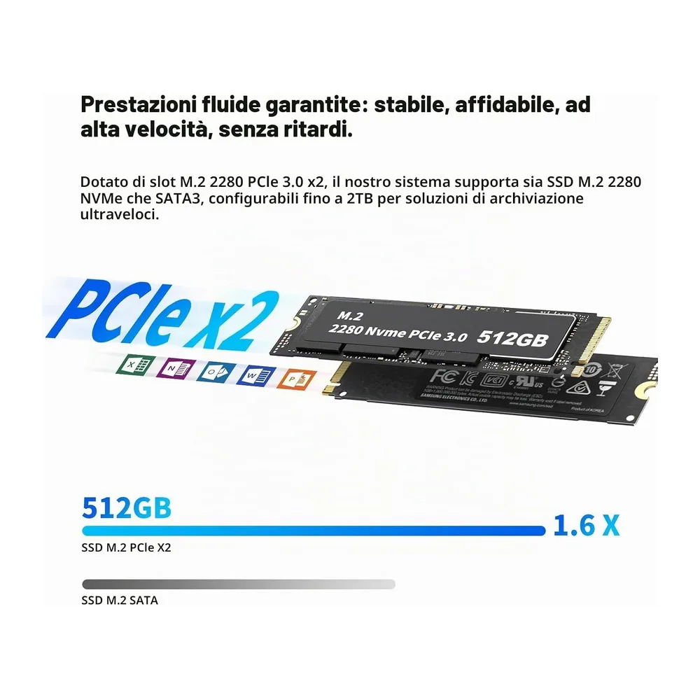 AWOW Mini PC con N100 (fino a 3,4 GHz), 16 GB DDR4 RAM, 512 GB SSD, Wi-11 Pro, 4 K UHD, doppio display, WiFi — 6