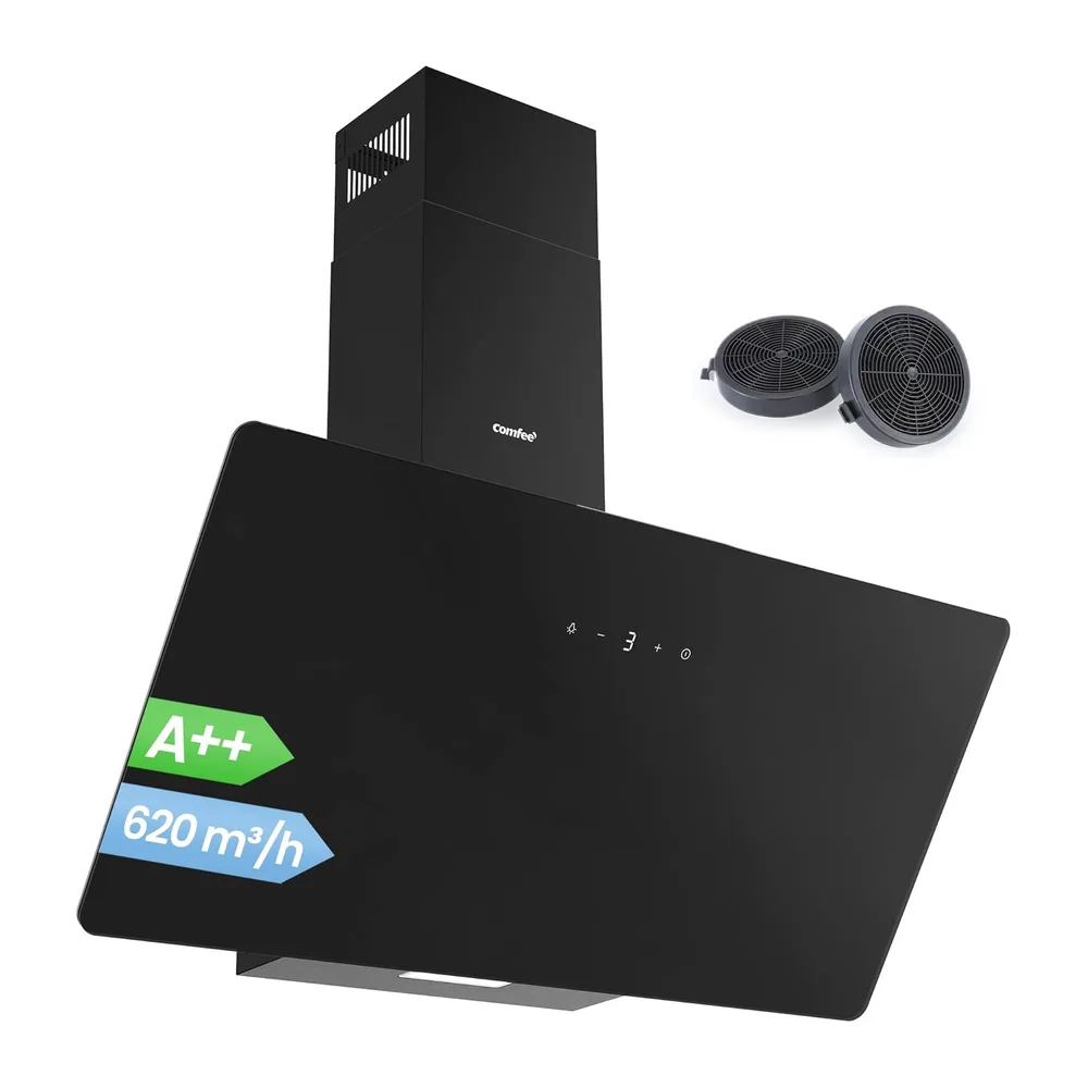 COMFEE Cappa Aspirante 90cm Cappa Cucina 620m³/h Controllo Touch Nero [Classe di efficienza energetica A++]