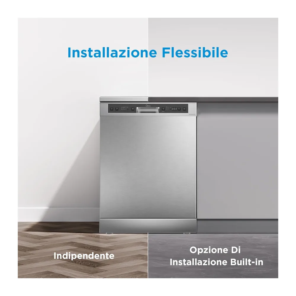 Midea Lavastoviglie Libera Installazione 12 Coperti 6 Programmi 60 cm Inox [Classe di efficienza energetica E] — 5