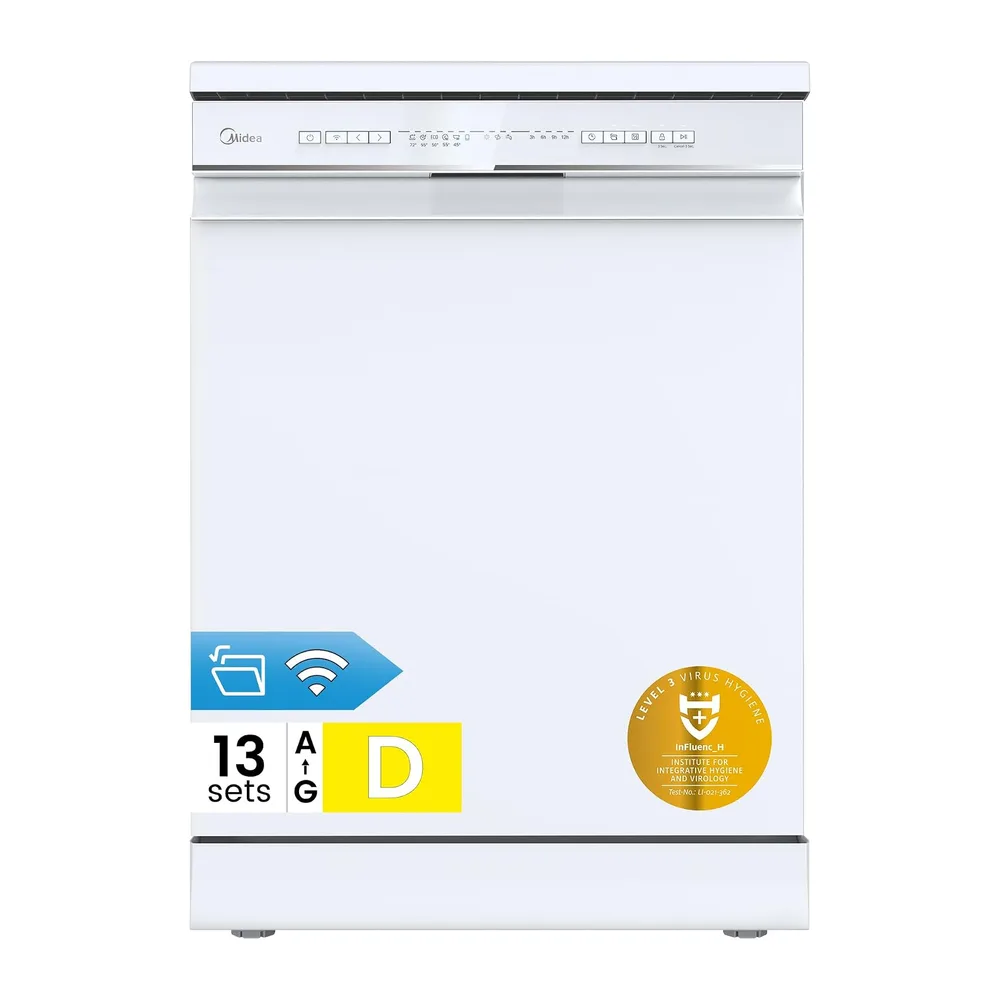 Midea Lavastoviglie Libera Installazione 13 Coperti 8 Program 60 cm Bianco [Classe di efficienza energetica D]