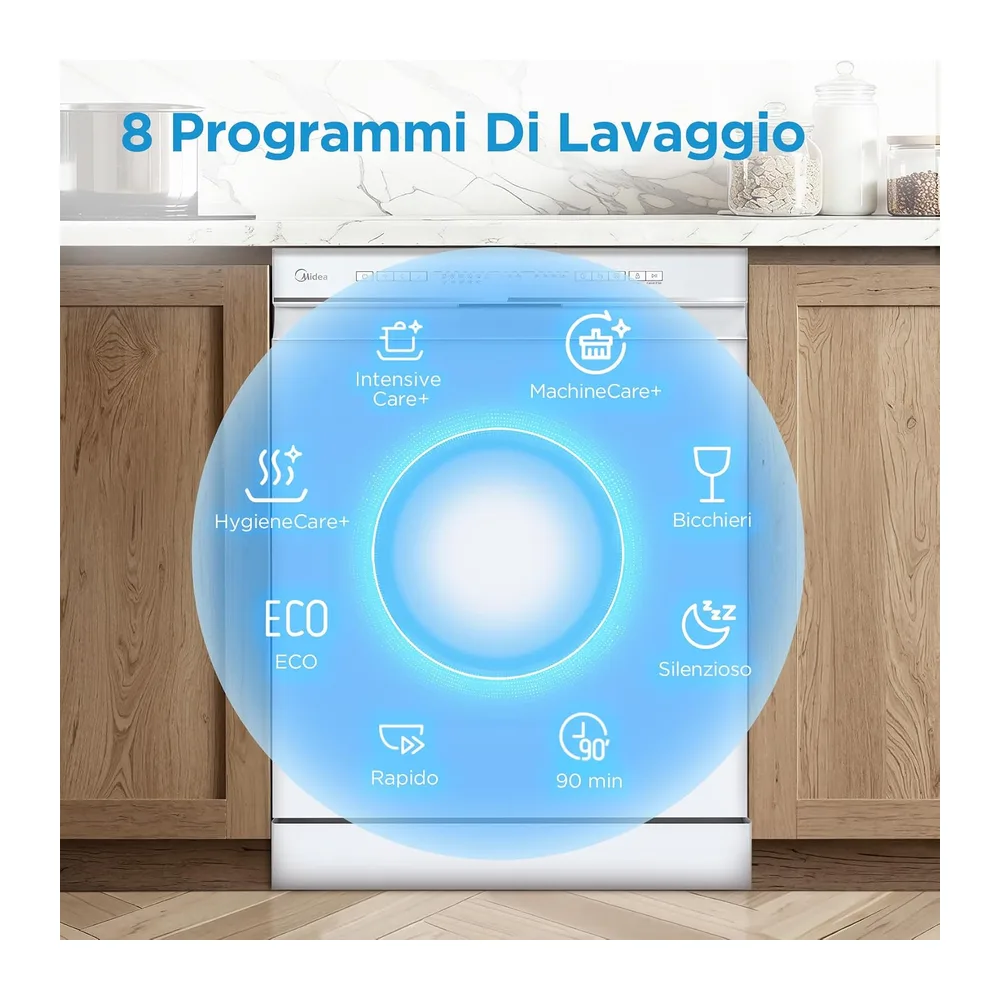 Midea Lavastoviglie Libera Installazione 13 Coperti 8 Program 60 cm Bianco [Classe di efficienza energetica D] — 5