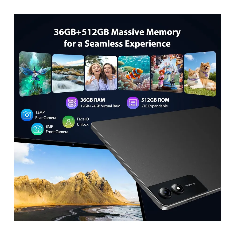 3K Tablet 13 Pollici Android 16 con 36GB RAM+512GB ROM(TF 2TB) — 4