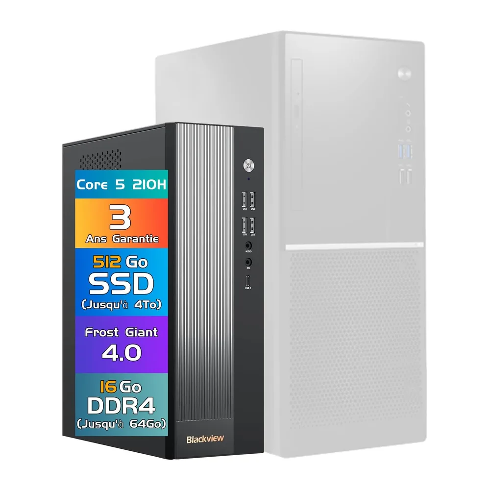 Blackview NEX60 PC Fisso SFF Win 11 Pro, 13th Gen Intel Core 5 210H (8C/12T), 16GB RAM 512GB SSD (Up to