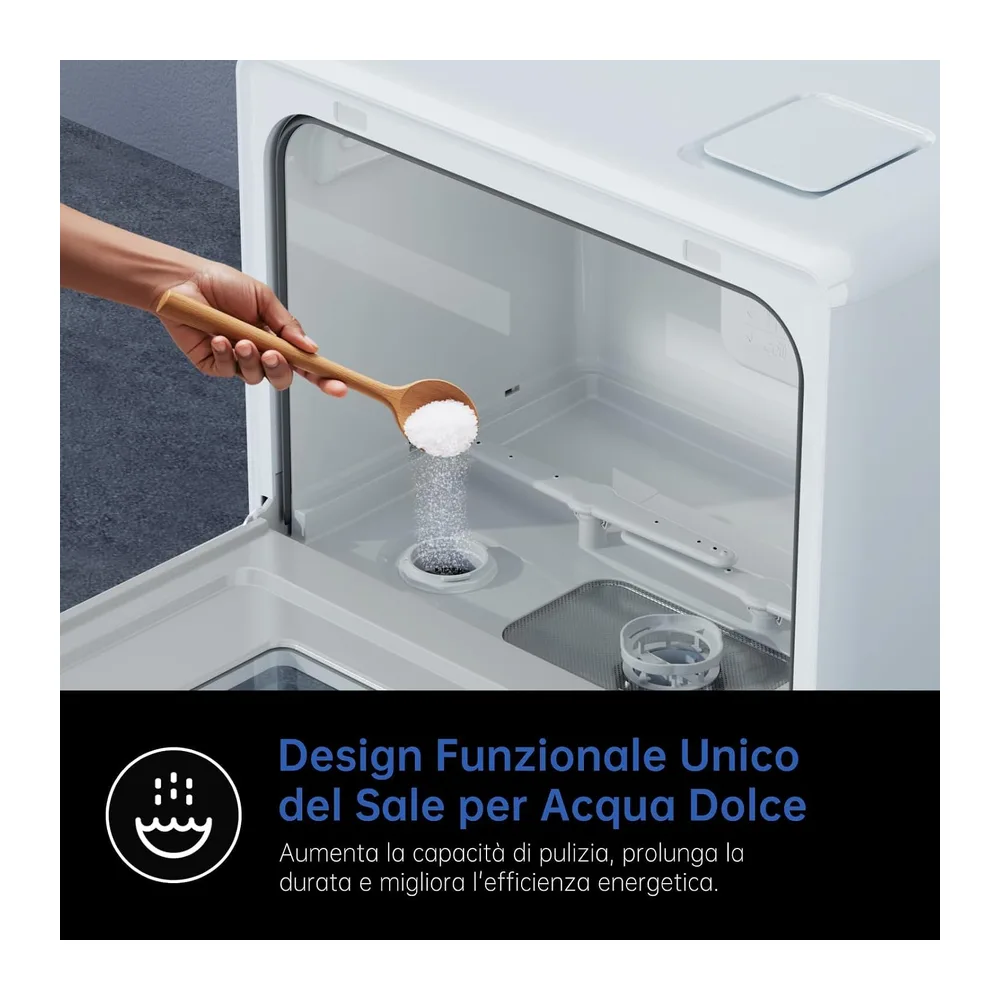 AIRMSEN Lavastoviglie da Tavolo Mini Lavastoviglie con 7+2 Programmi Funzione Sale Addolcitore Serbatoio da — 4