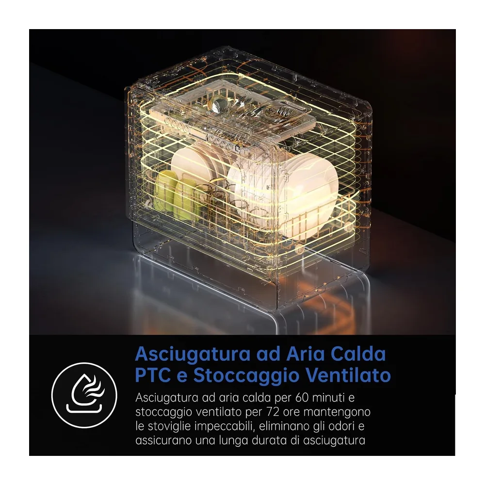 AIRMSEN Lavastoviglie da Tavolo Mini Lavastoviglie con 7+2 Programmi Funzione Sale Addolcitore Serbatoio da — 5