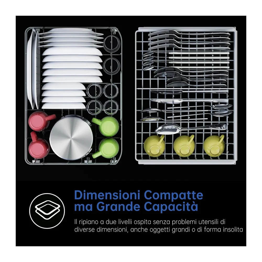 AIRMSEN Lavastoviglie da Tavolo Mini Lavastoviglie con 7+2 Programmi Funzione Sale Addolcitore Serbatoio da — 6