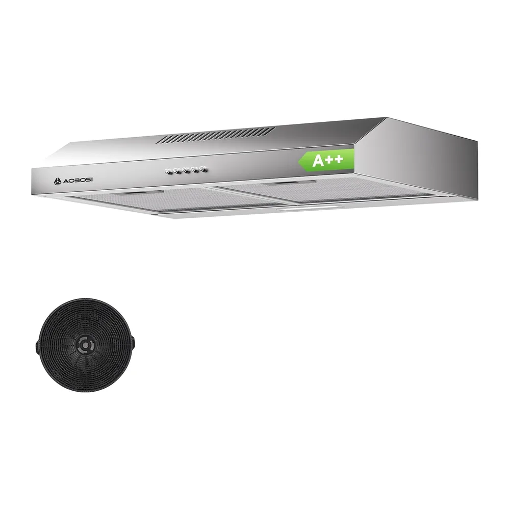 AAOBOSI A++ Cappa Aspirante 60 cm, 3 Livelli di Potenza, 230m³/h Cappa Cucina, Ricircolo e Scarico Aria con