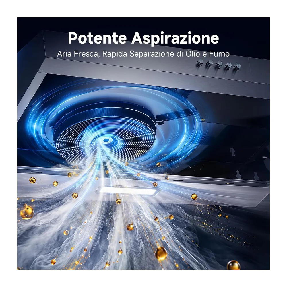 AAOBOSI A++ Cappa Aspirante 60 cm, 3 Livelli di Potenza, 230m³/h Cappa Cucina, Ricircolo e Scarico Aria con — 3