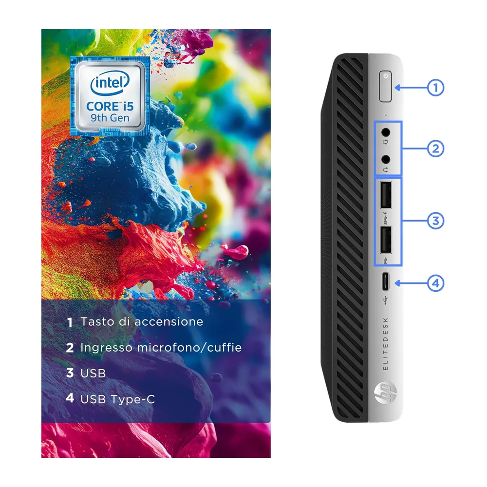 HP EliteDesk 800 G5 - Mini Intel i5-9500T 6 Core 2.20Ghz - Ram 16Gb SSD 512Gb - Pc Desktop Tiny Pronto — 5