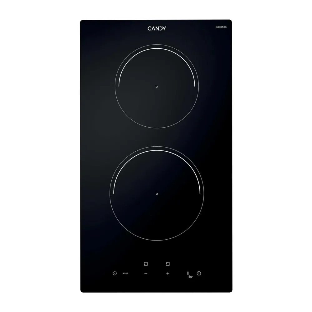 Candy CI32CBB - Piastra a induzione Domino, 2 zone, 30 cm, 9 livelli di potenza, 3,5 kW, comandi centrali,