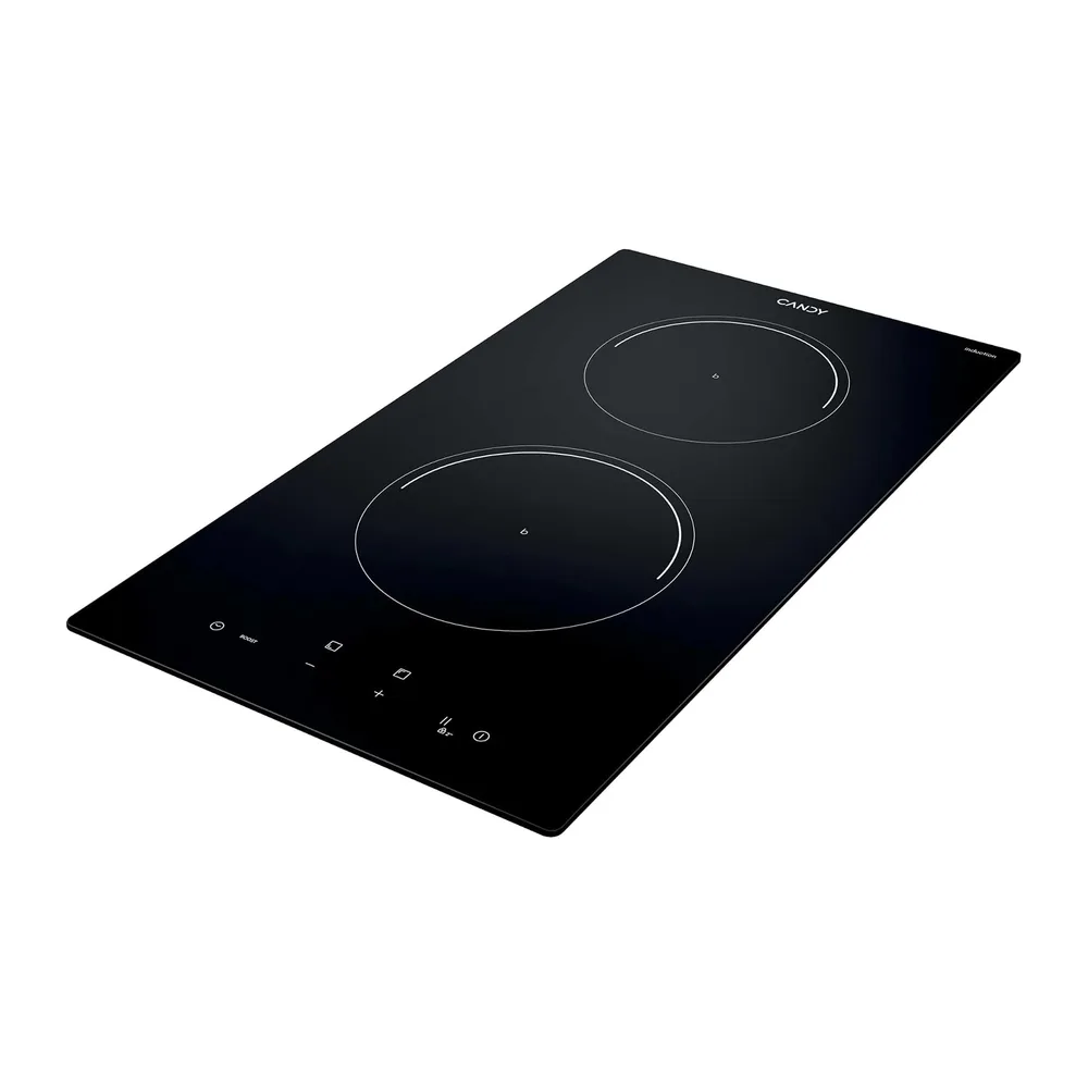 Candy CI32CBB - Piastra a induzione Domino, 2 zone, 30 cm, 9 livelli di potenza, 3,5 kW, comandi centrali, — 3