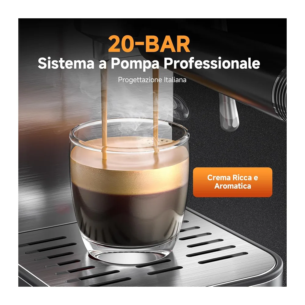AMZCHEF Macchina Caffè Espresso 20 Bar in Acciaio Inox con Display Touch LED — 2