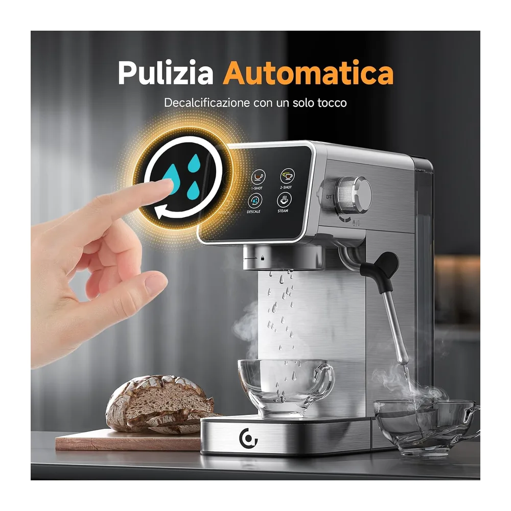 AMZCHEF Macchina Caffè Espresso 20 Bar in Acciaio Inox con Display Touch LED — 4