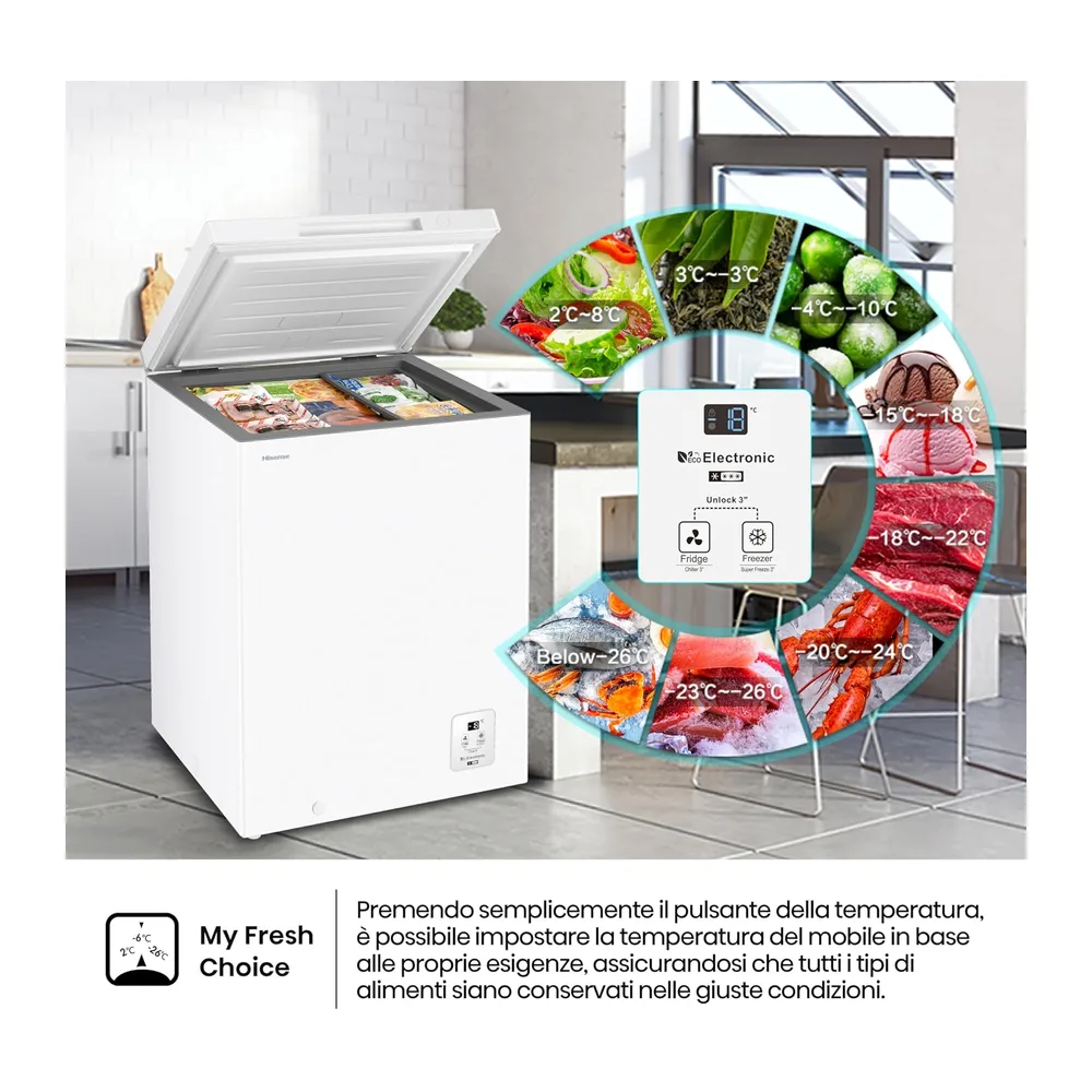 Hisense FT145N1AWE NUOVO Congelatore a pozzo 141 litri — 5