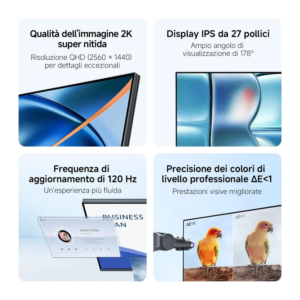 XIAOMI Monitor 2K QHD 27 Pollici, 120Hz, 2560 x 1440,100% sRGB, P27QDA-RAGL [Classe di efficienza energetica — 2