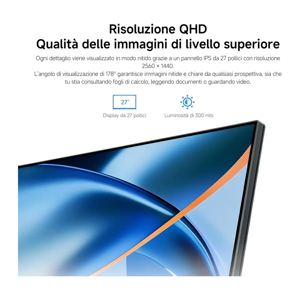 XIAOMI Monitor 2K QHD 27 Pollici, 120Hz, 2560 x 1440,100% sRGB, P27QDA-RAGL [Classe di efficienza energetica — 4