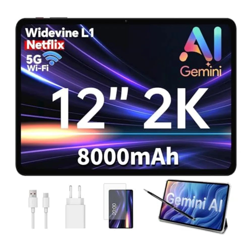 ODEA Tablet 12" Android15, 128GB IPS 2000x1200, 8000mAh 8+13MP con Custodia — 4