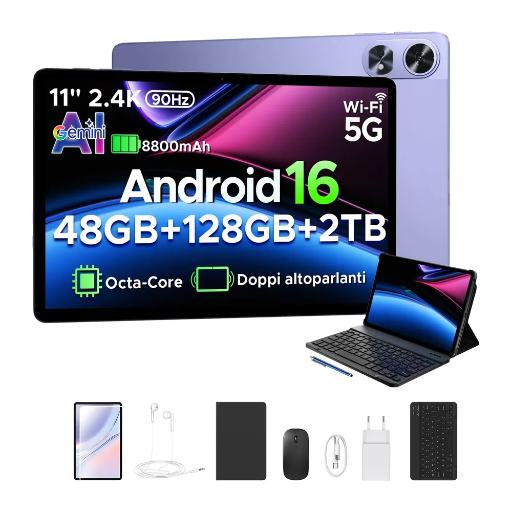 P11 Pro Tablet Android 16,2.4K 90Hz Tablet 11 Pollici con Gemini AI