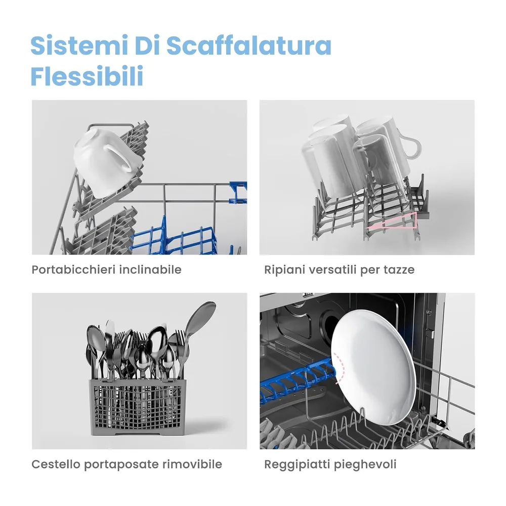COMFEE Lavastoviglie Piccola, 6 Coperti, 6 Programmi di Lavaggio, Bianca [Classe di efficienza energetica D] — 5