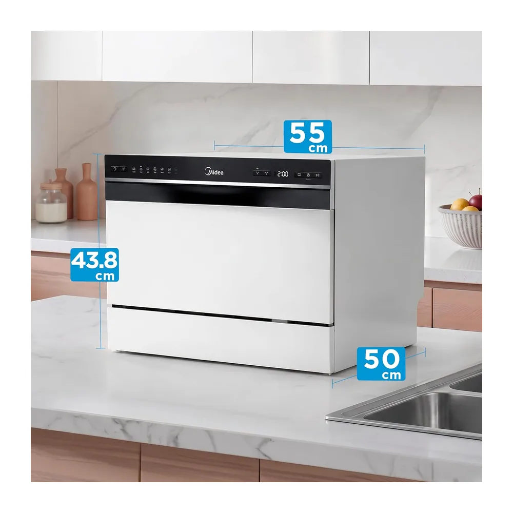 Midea Lavastoviglie piccola, bianca, 55 cm, 6 servizi, compatta e portatile, senza installazione, con App — 2