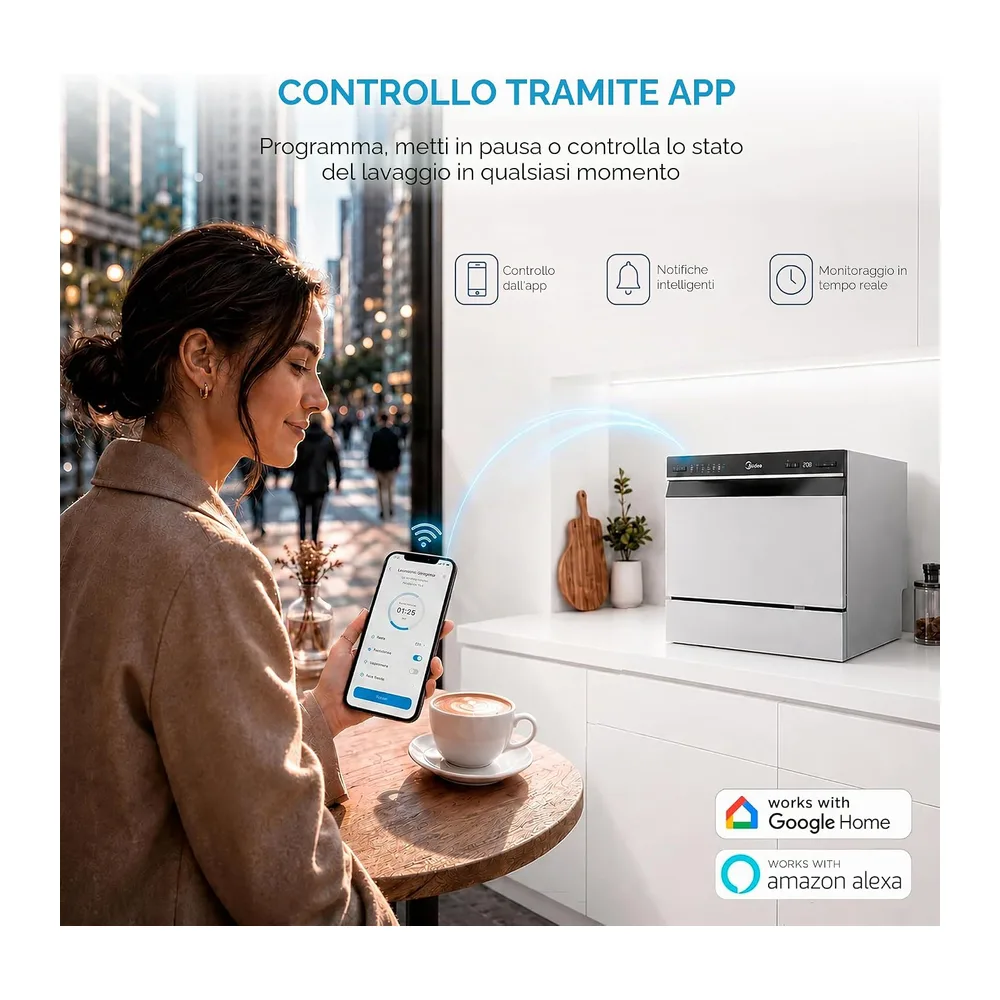 Midea Lavastoviglie piccola, bianca, 55 cm, 6 servizi, compatta e portatile, senza installazione, con App — 4
