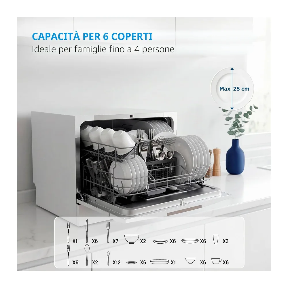 Midea Lavastoviglie piccola, bianca, 55 cm, 6 servizi, compatta e portatile, senza installazione, con App — 5
