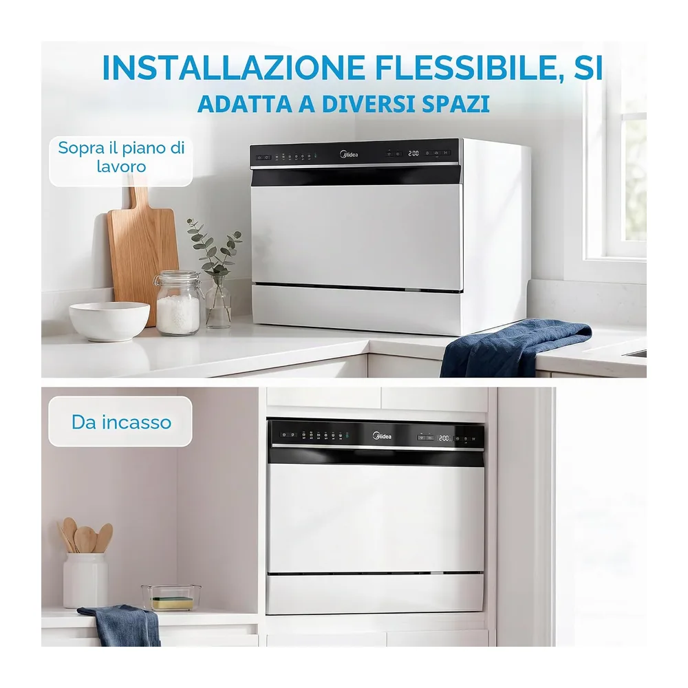 Midea Lavastoviglie piccola, bianca, 55 cm, 6 servizi, compatta e portatile, senza installazione, con App — 6