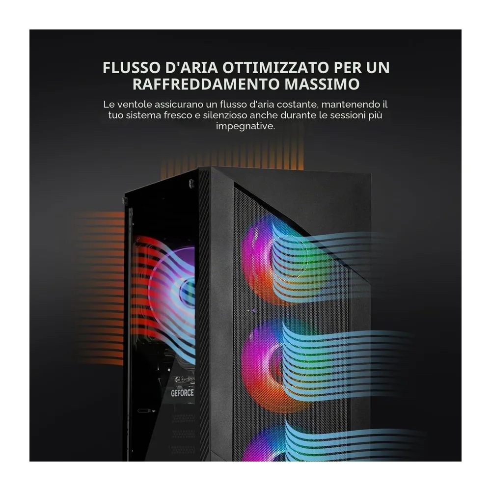 YEYIAN Gaming PC EdgeESP | Intel i5-14400F 10 core (4,7 GHz OC) | NVIDIA RTX 5060 8 GB GDDR7 | 32 GB DDR5 — 6