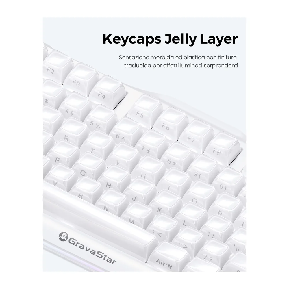 GravaStar Mercury K1 Tastiera Gaming Meccanica Wireless 75%-Bianco — 4