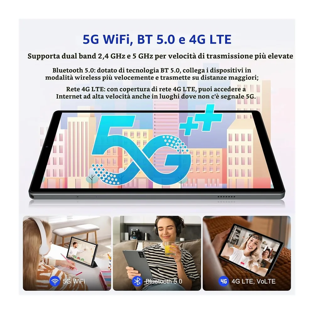 10.4 Pollici Tablet Android 16, 5G WiFi/4G LTE, 36GB RAM 512GB ROM (2TB TF), Octa-Core 2.0GHz, INCELL FHD, — 4
