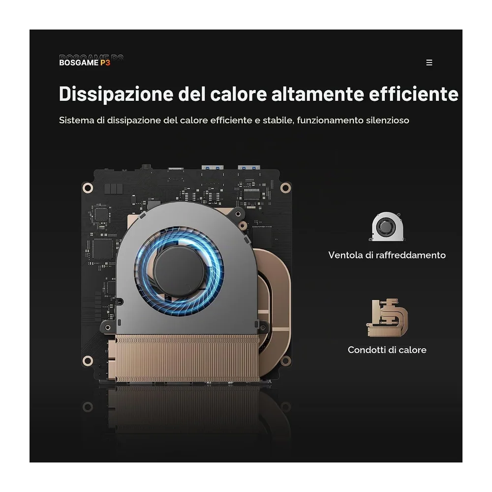 BOSGAME P3 Lite Mini PC ufficio-gaming, Ryzen 7 6800H (fino a 4,7 GHz), 32 GB RAM DDR5, 1 TB SSD PCIe 4.0 — 6