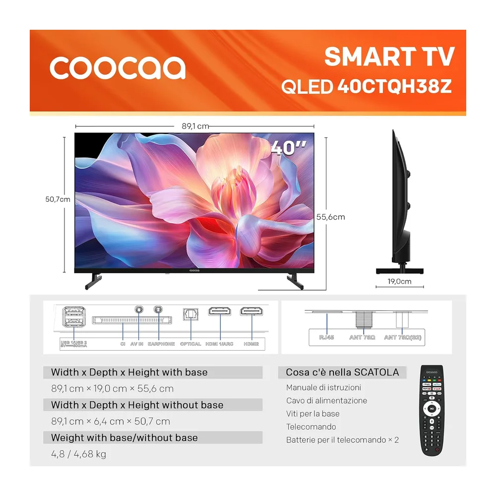 coocaa 40 Pollici Smart TV, QLED Televisore, Full HD, HDR 10, Dolby Audio, 1.5GB RAM Upgrade, Low Blue Light — 3