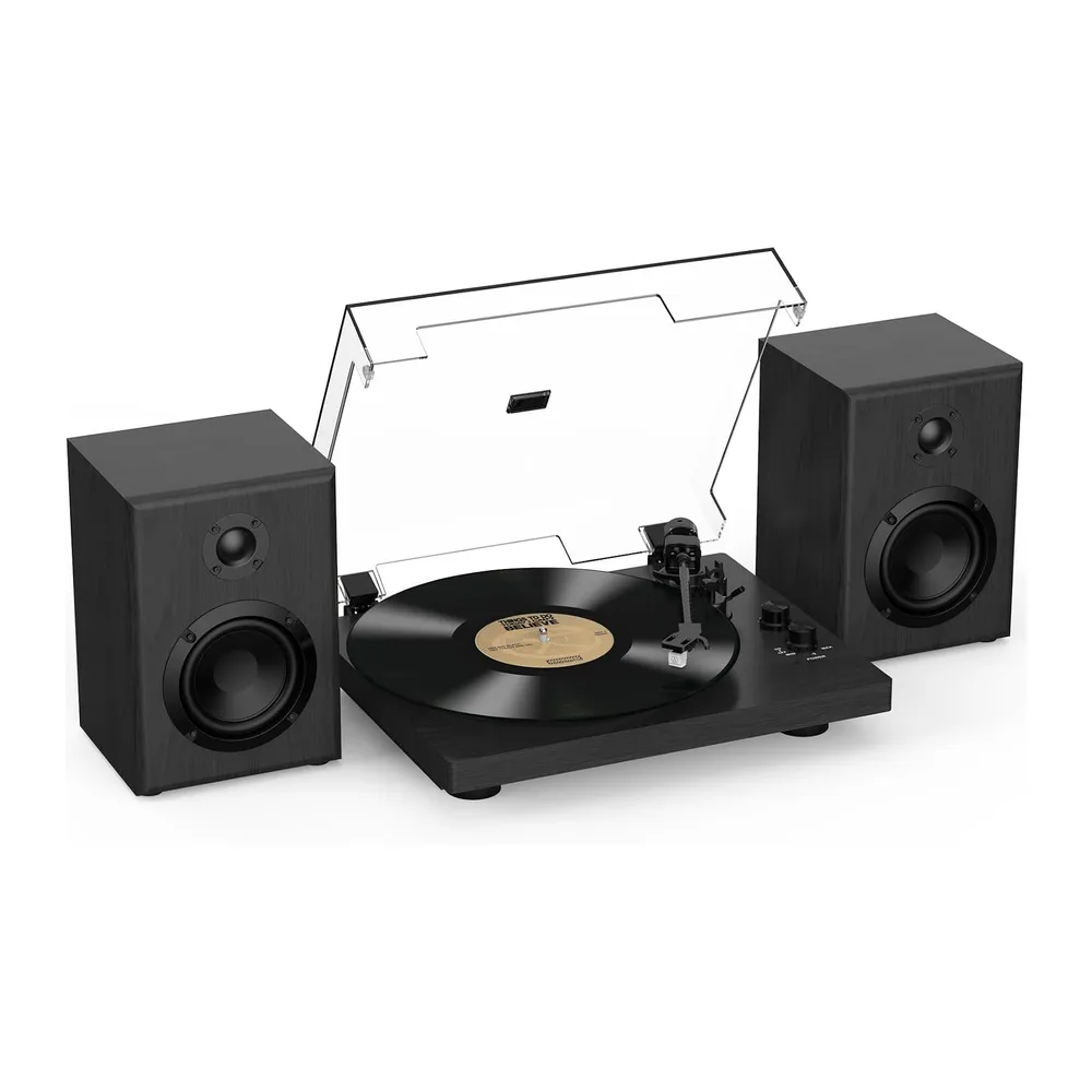 Trynnay Giradischi, Lettore con Contrappeso Regolabile, Bluetooth In/Out, 33/45 RPM, Riproduce Dischi in