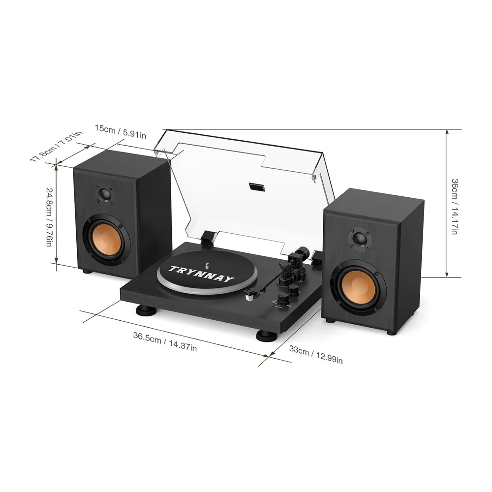 Trynnay Giradischi, Lettore con Contrappeso Regolabile, Bluetooth In/Out, 33/45 RPM, Riproduce Dischi in — 5