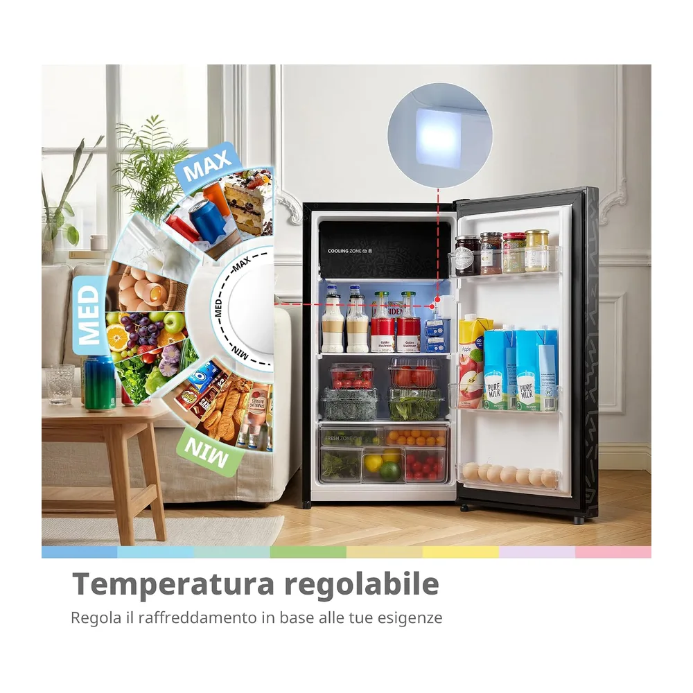 COMFEE' Frigorifero Piccolo colorati Ufficio 88L con Maniglia Removibile [Classe di efficienza energetica E] — 4
